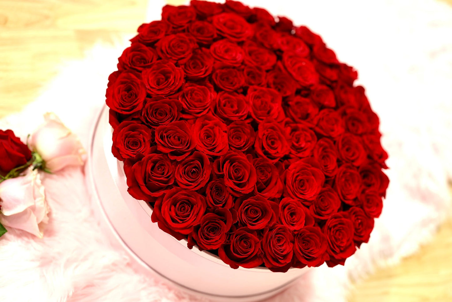 Velvet Roses Collection - 90 Roses Round Box