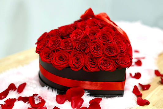 Blossoms Of The Heart - 85 Red Roses in box