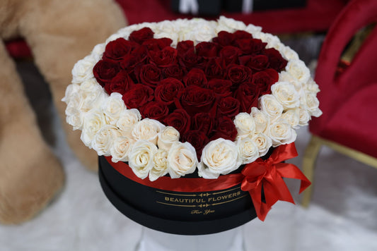 Eternal Romance - 100 Red and White Roses