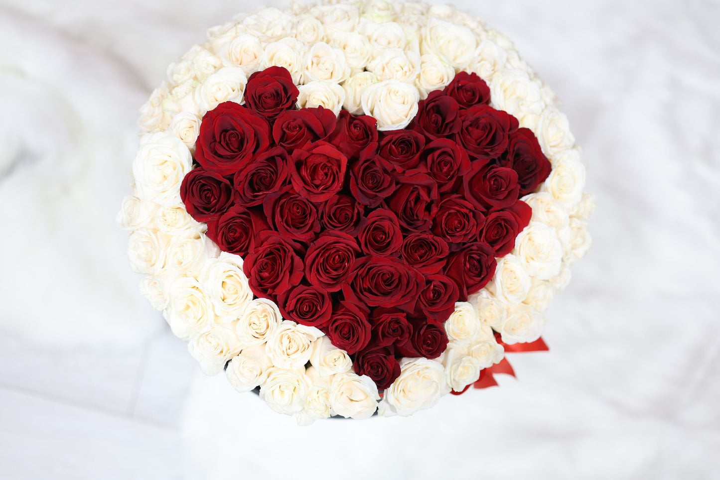 Eternal Romance - 100 Red and White Roses